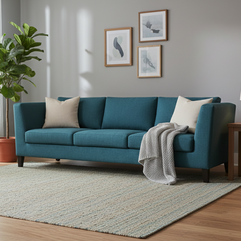 MANALI Three Seater Upholstered Sofa Velvet - 3 Years Warranty