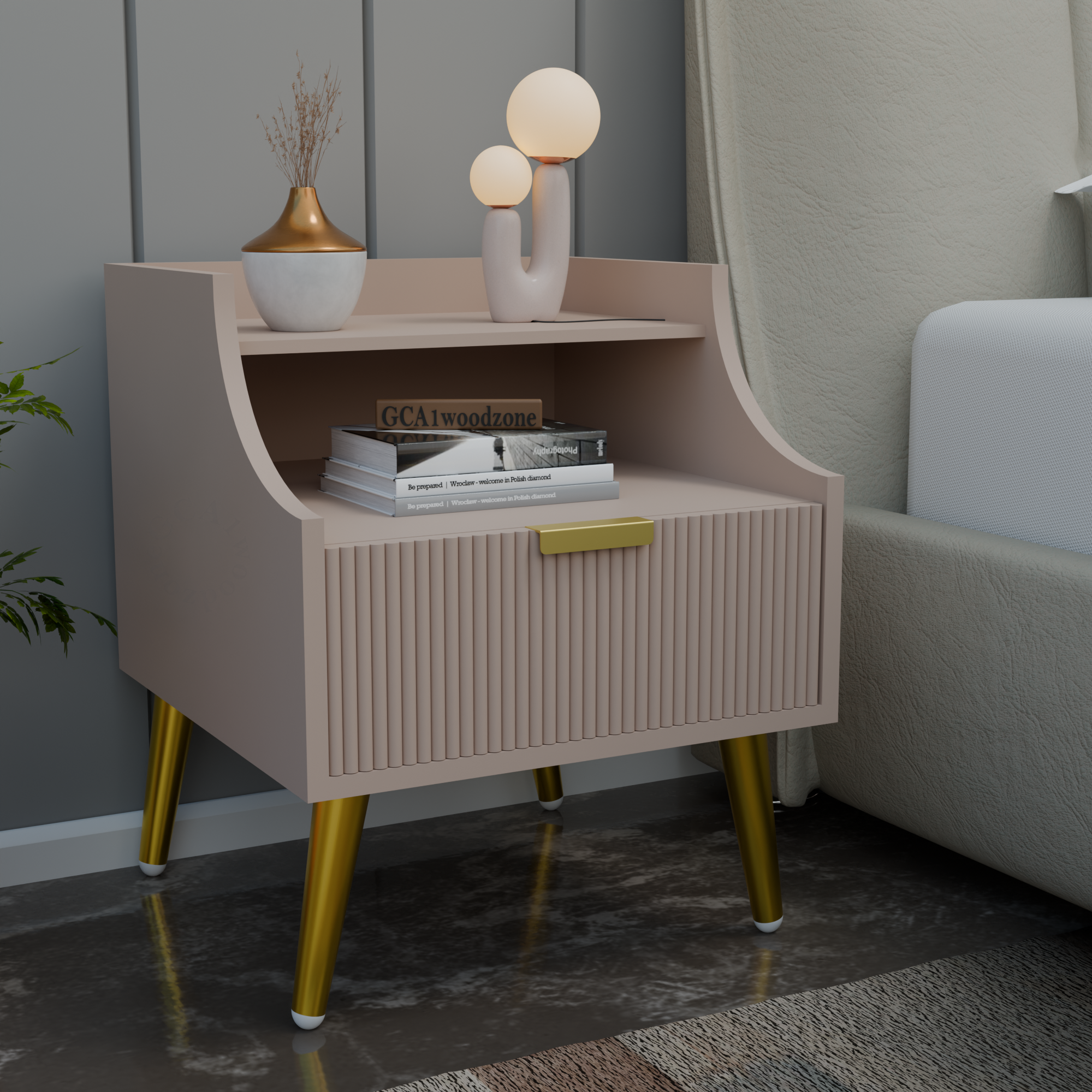 Softloom BED SIDE TABLE -BEIGE Softloom