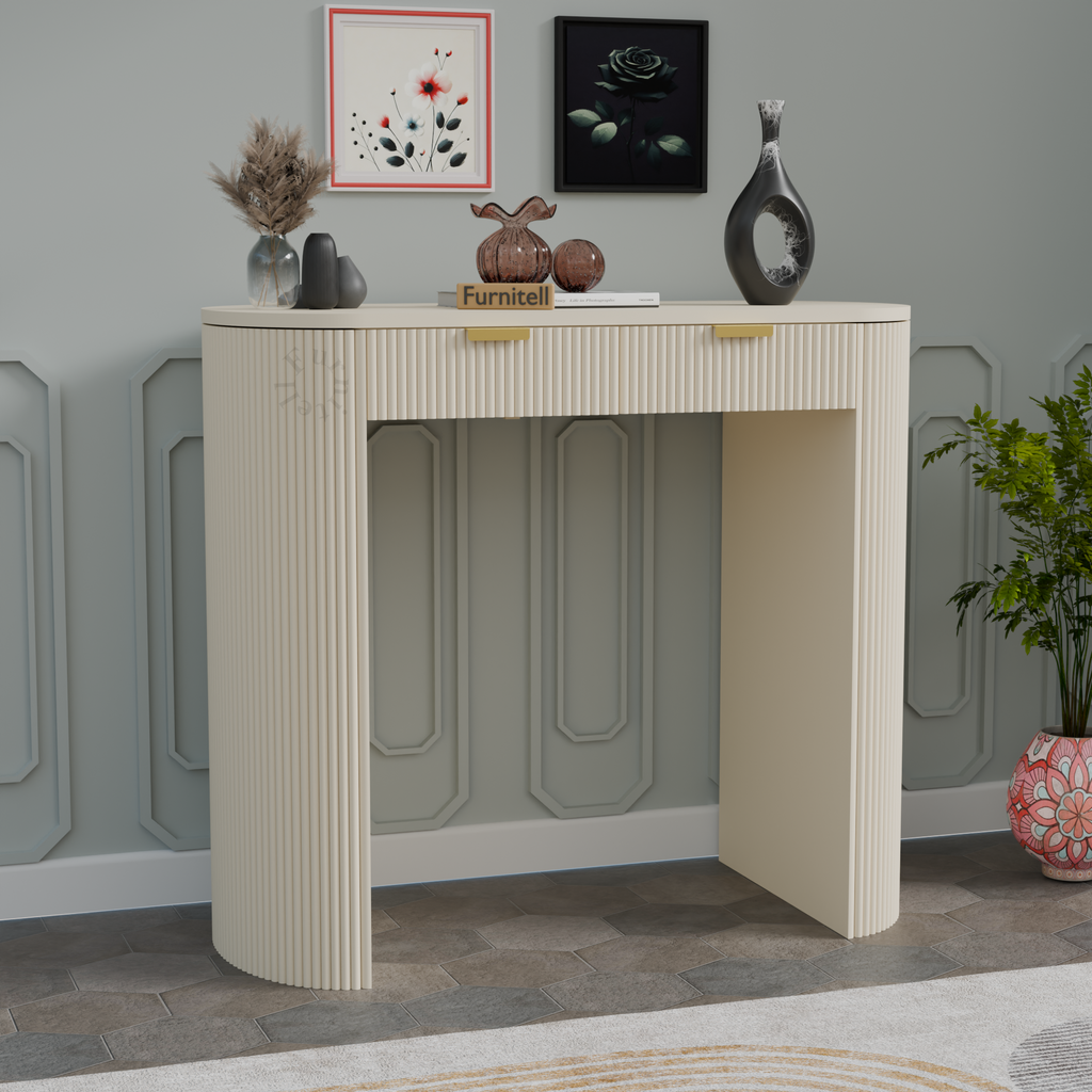 Softloom Modern Fluted Console Table for Living Room | 5 Year Warranty