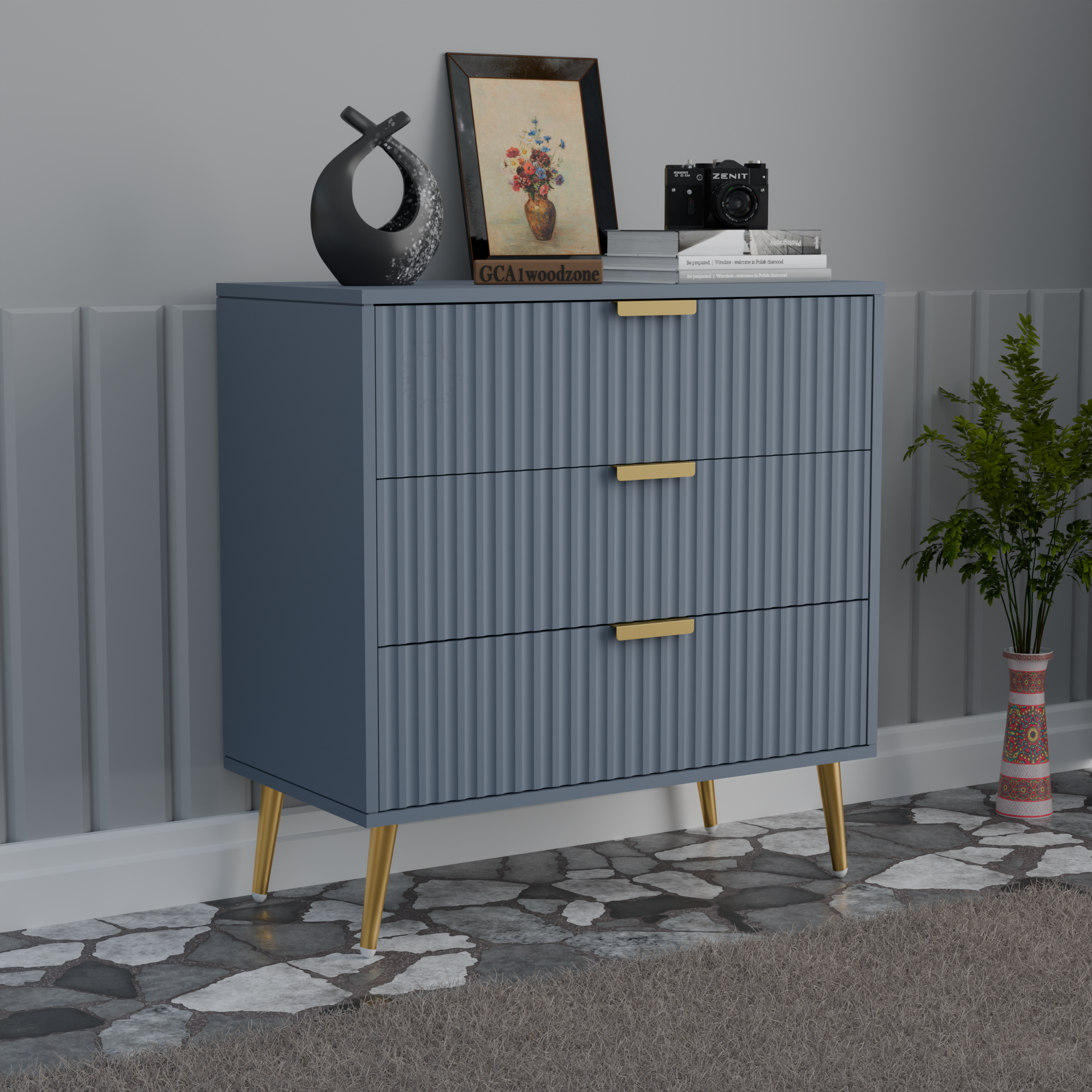 Softloom  3 Drawer Chestor -gray dark | 5 Years Warranty