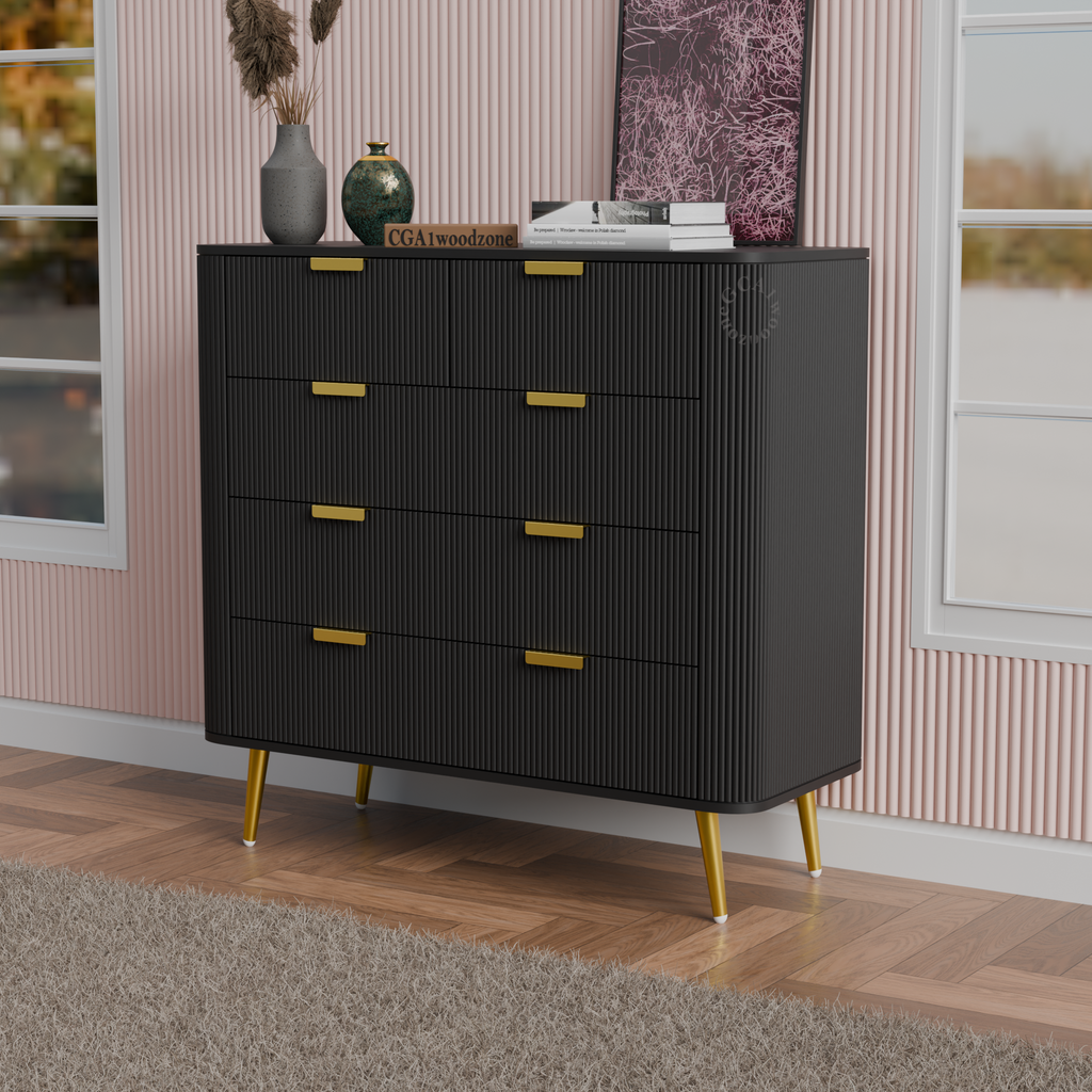 Softloom 5 DRAWER CHESTOR -BLACK Softloom