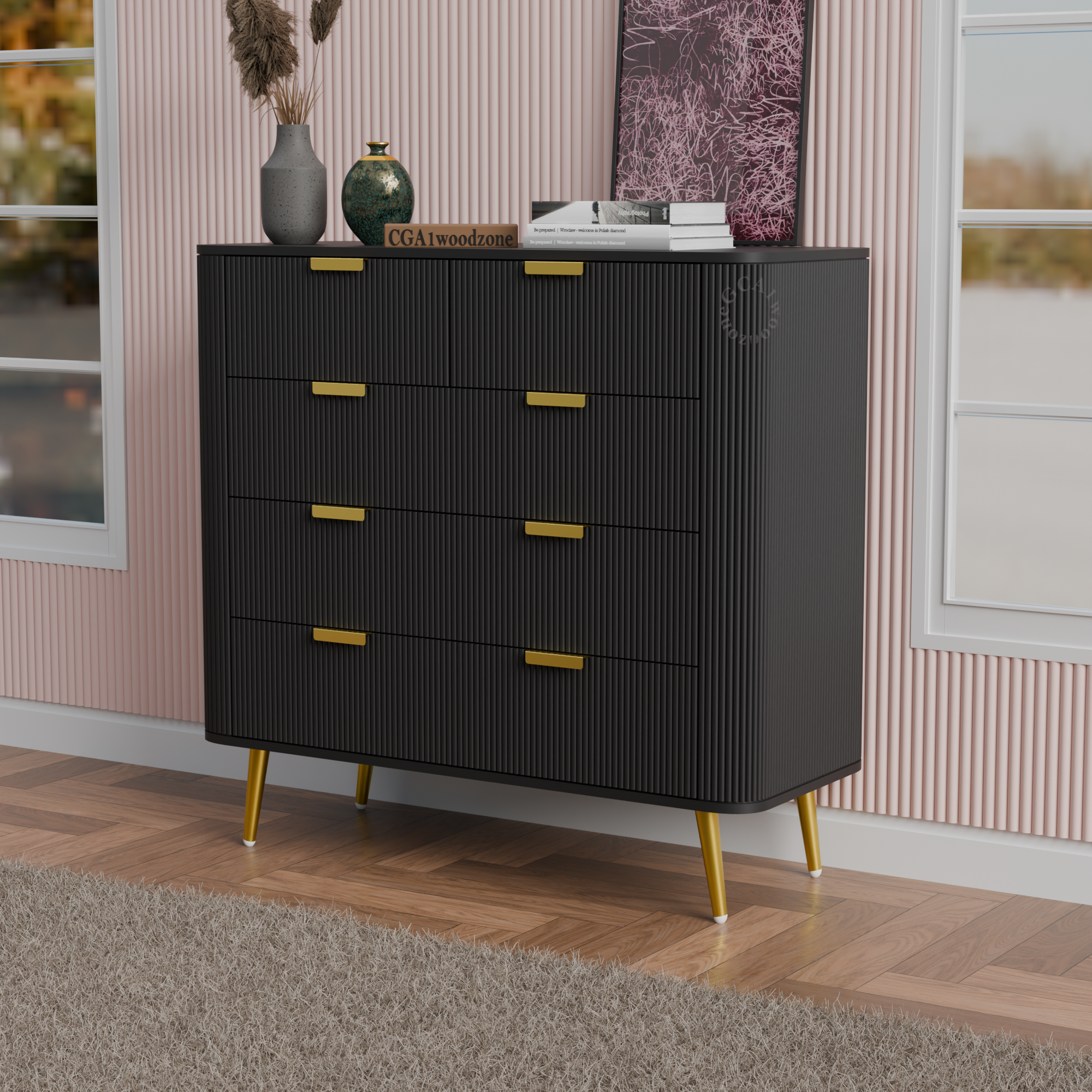 Softloom 5 DRAWER CHESTOR -BLACK Softloom