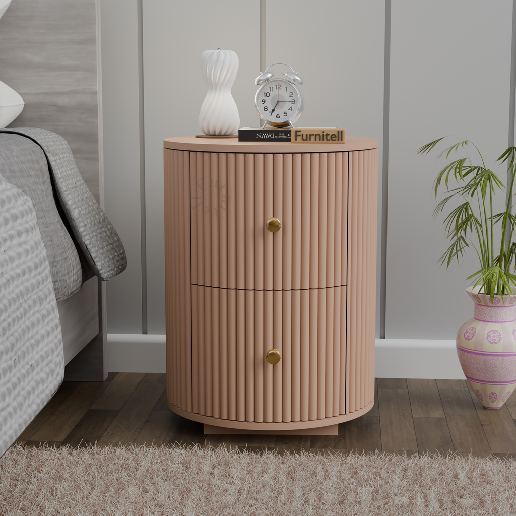 Softloom BED SIDE TABEL,TWO SPACIOUS DRAWER-BEIGE Softloom