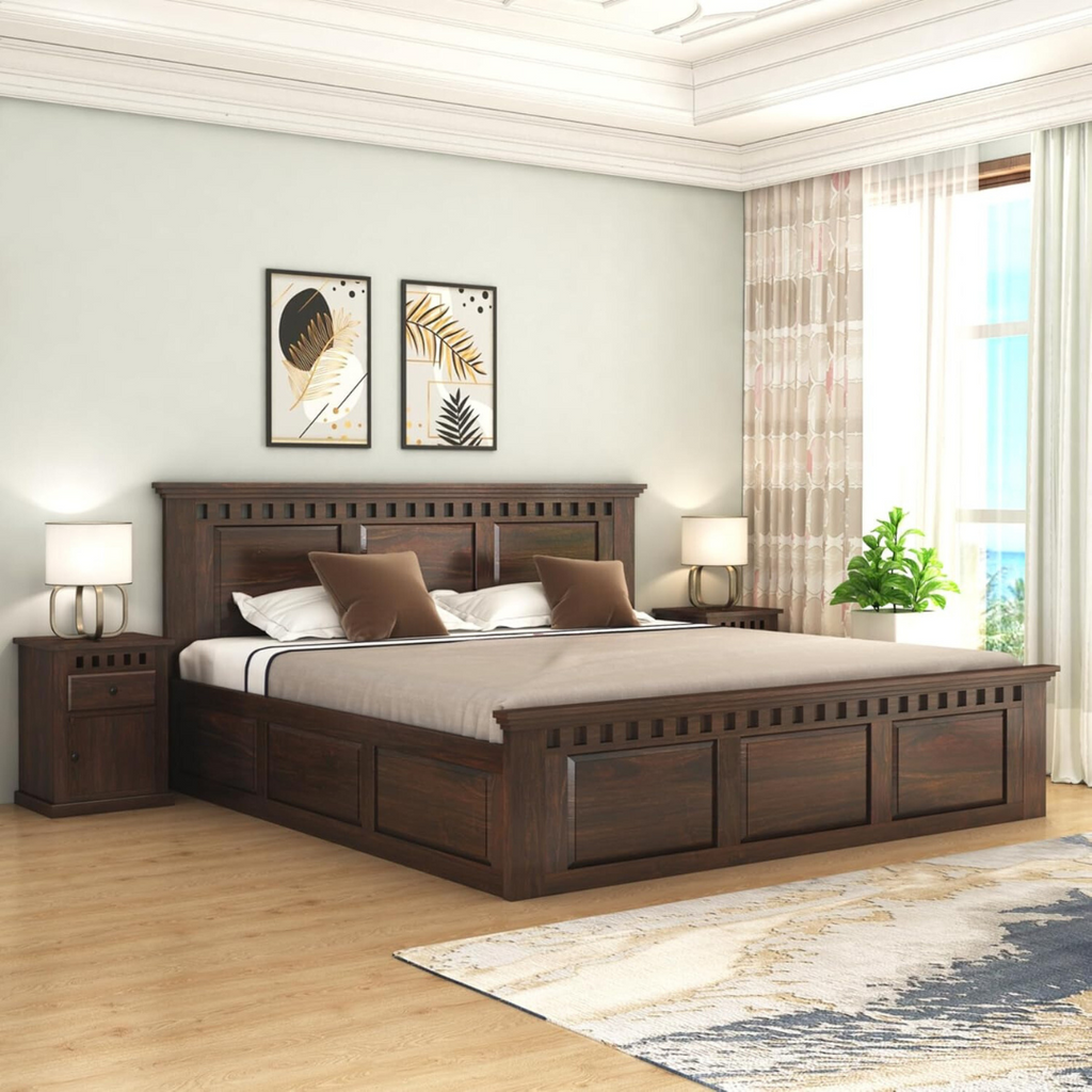 Wooden King size Bed with Storage |Bedroom Furniture - 3 Years Warranty