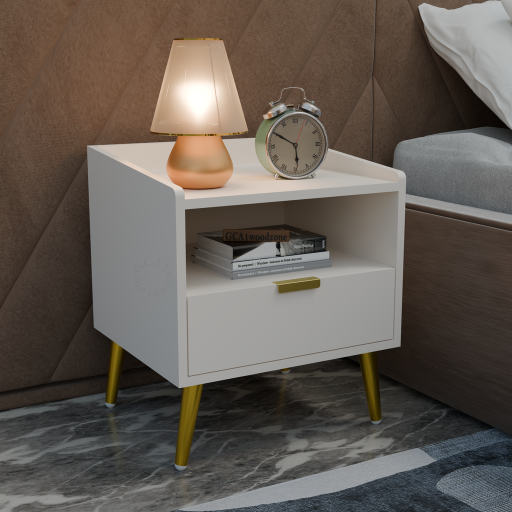 Softloom BED SIDE TABLE-WHITE Softloom