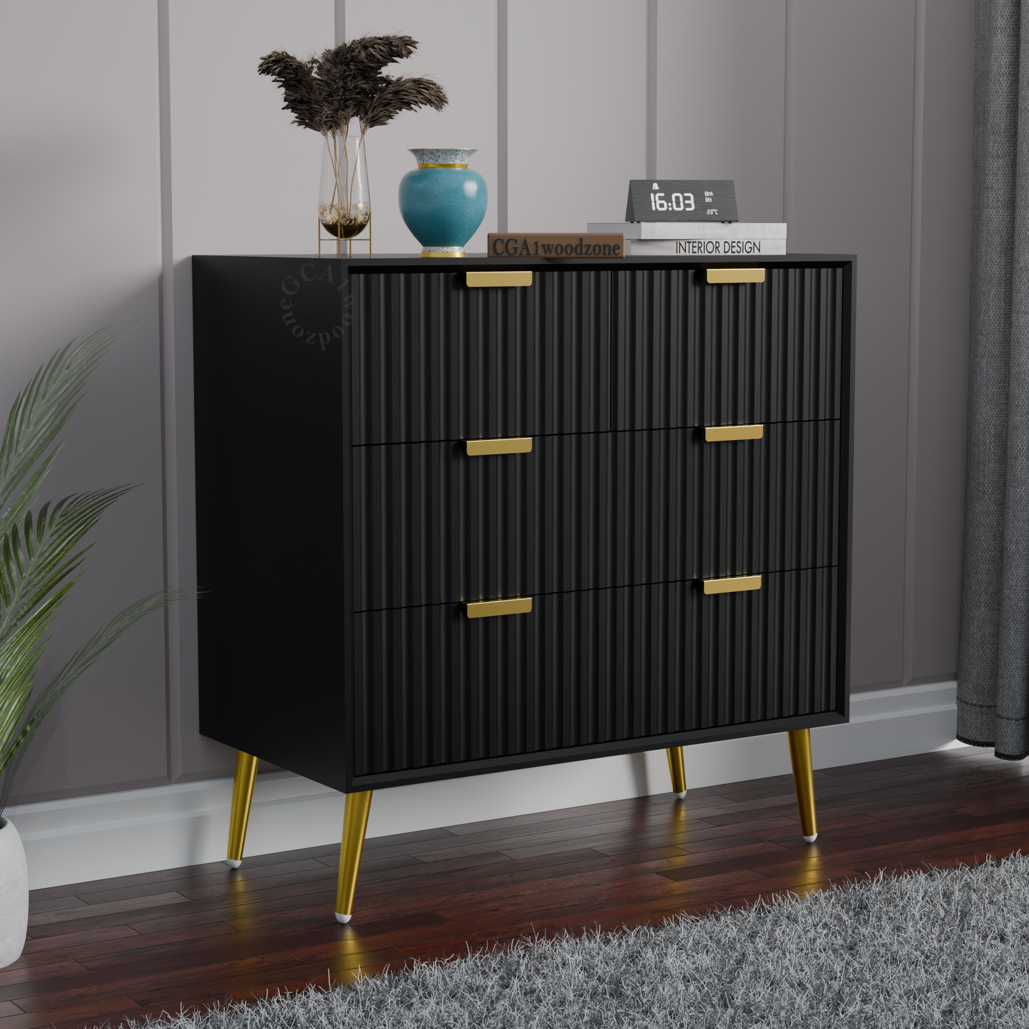 Softloom 4 DRAWER CHEST -BLACK Softloom