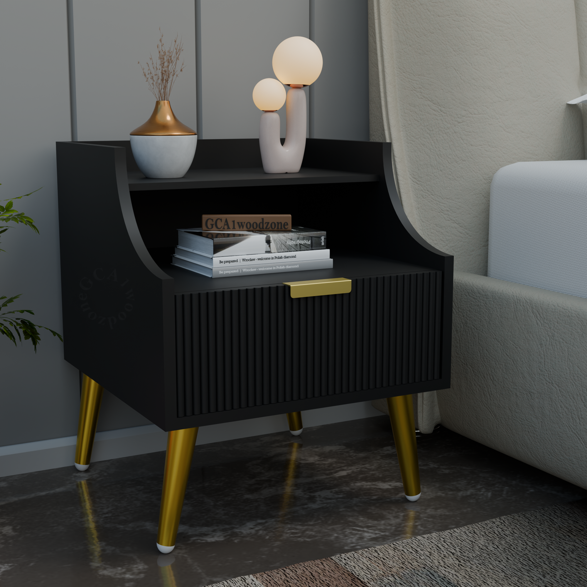 Softloom BED SIDE TABLE- BLACK Softloom