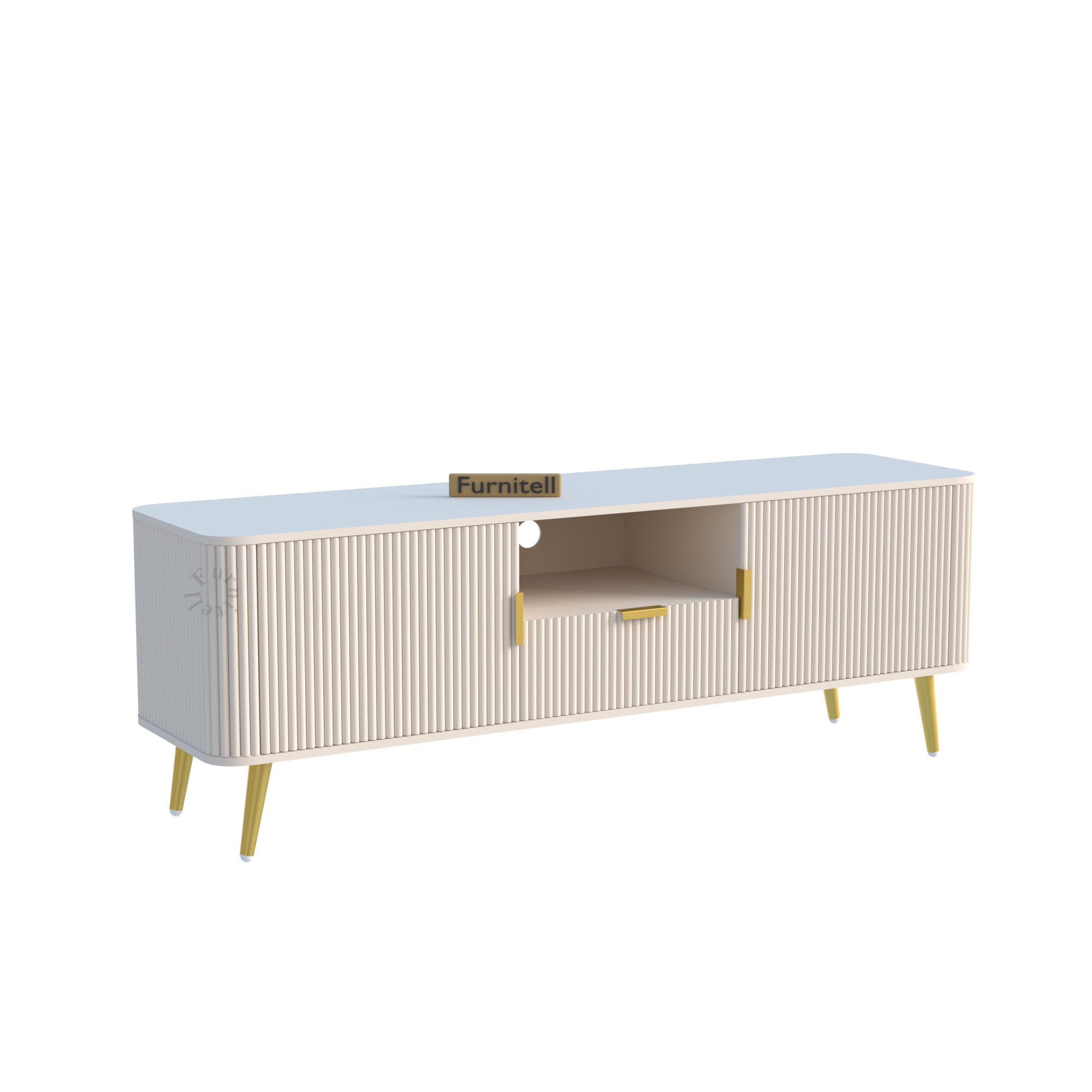 Softloom | Linear Fluted Mid-Century TV Console | 5 Years Warranty