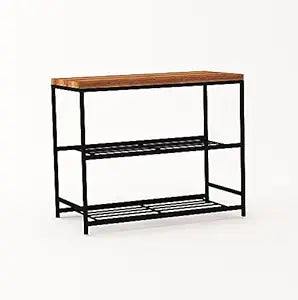 Wood & Metal Shoe Cabinet for Home