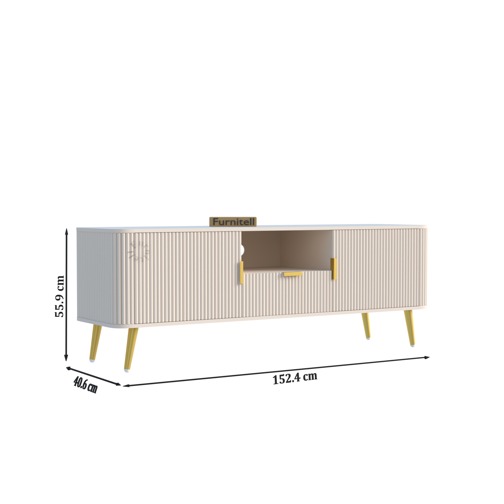 Softloom | Linear Fluted Mid-Century TV Console | 5 Years Warranty