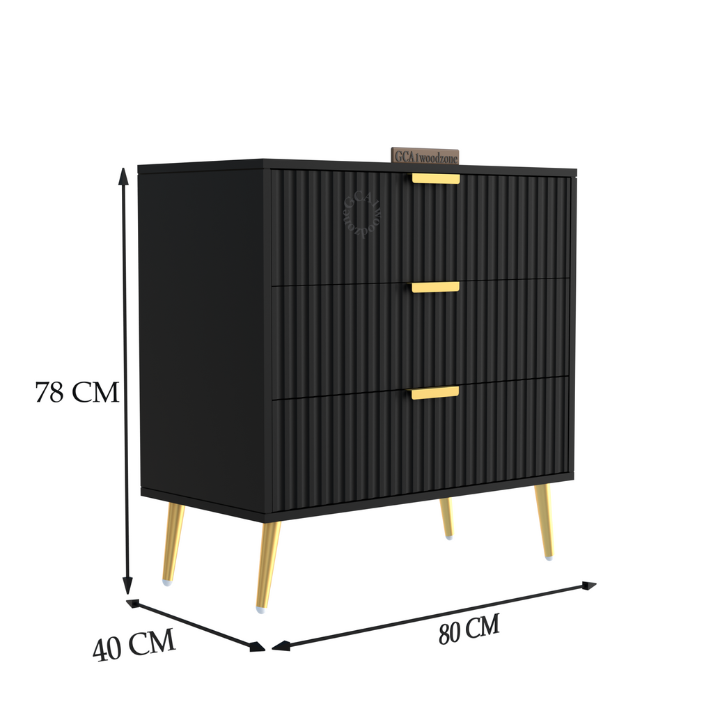 Softloom  3 Drawer Chestor -black | 5 Years Warranty