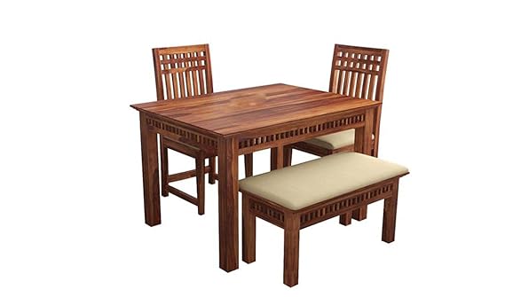 Softloom Sheesham Wood Dining Table Set with Bench - 3 Years Warranty