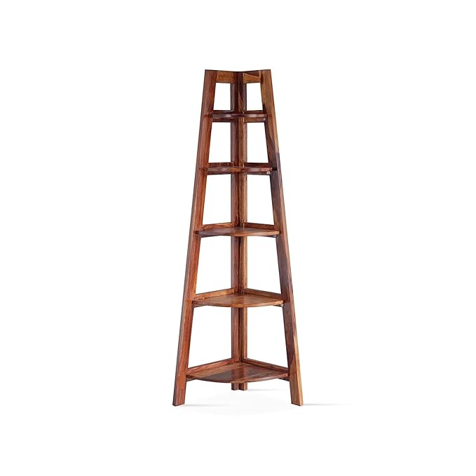 Solid Sheesham Wooden Corner Bookshelf