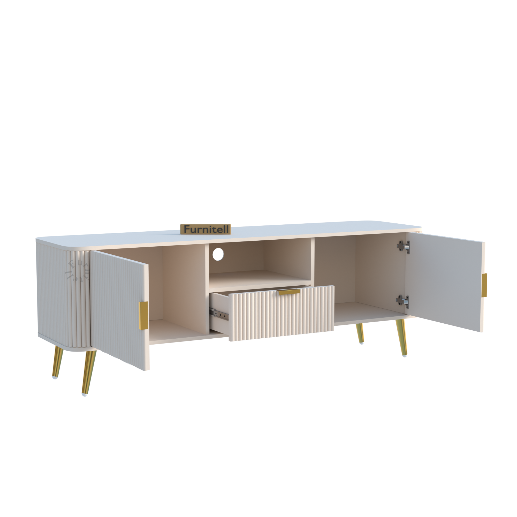 Softloom | Linear Fluted Mid-Century TV Console | 5 Years Warranty