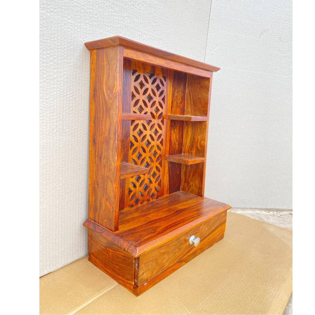 Sheesham Wood Wall Mounted Pooja Shelf