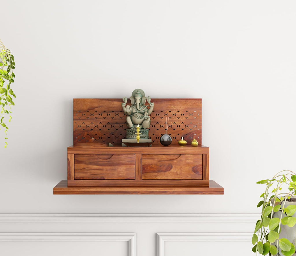 Sheesham Wood Wall Mounted Pooja Mandir