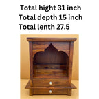 Solid Sheesham Wood Open Pooja Mandir with Drawers