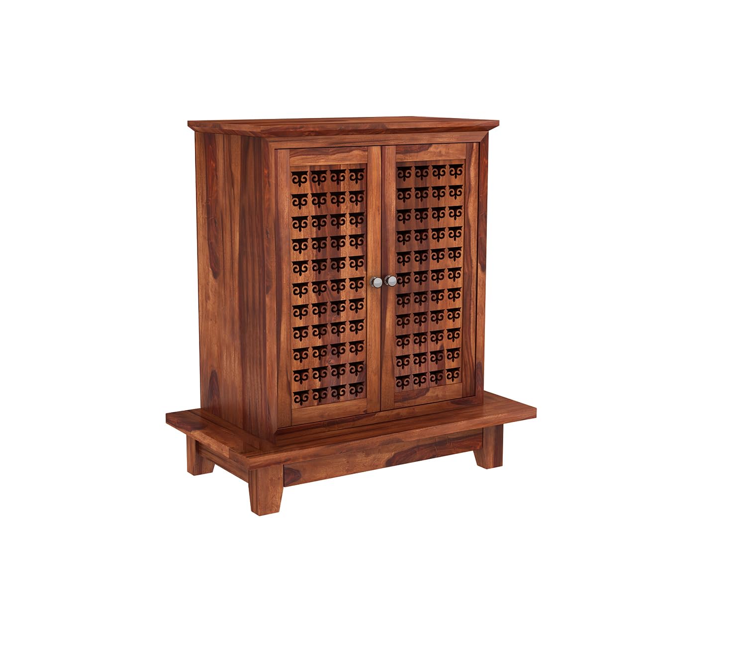 Sheesham Wood Pooja Mandir with Jaali Doors