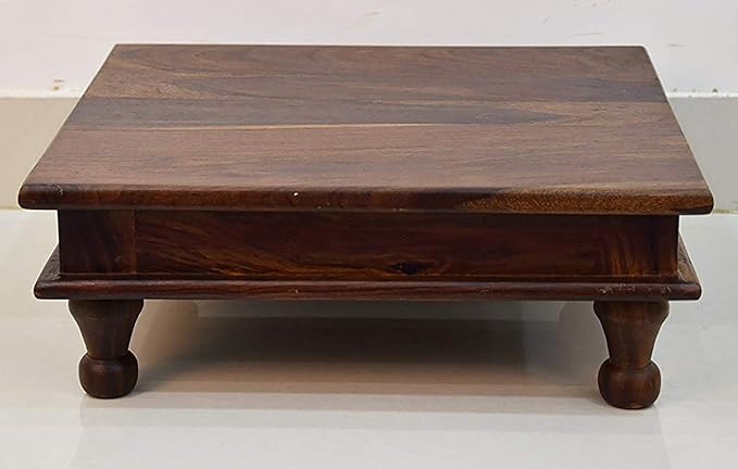 Solid Sheesham Wood Pooja Chowki for Home & Office Furniture
