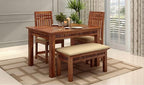Softloom Sheesham Wood Dining Table Set with Bench - 3 Years Warranty