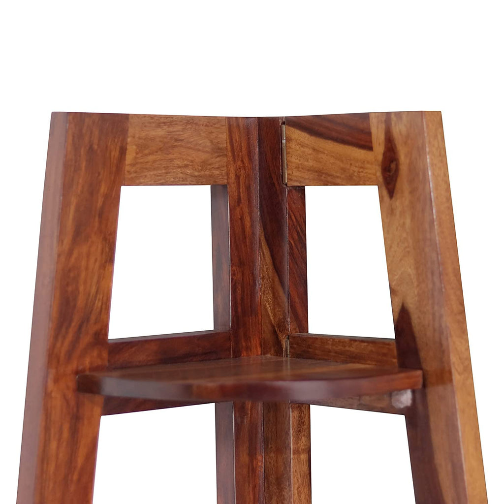 Solid Sheesham Wooden Corner Bookshelf
