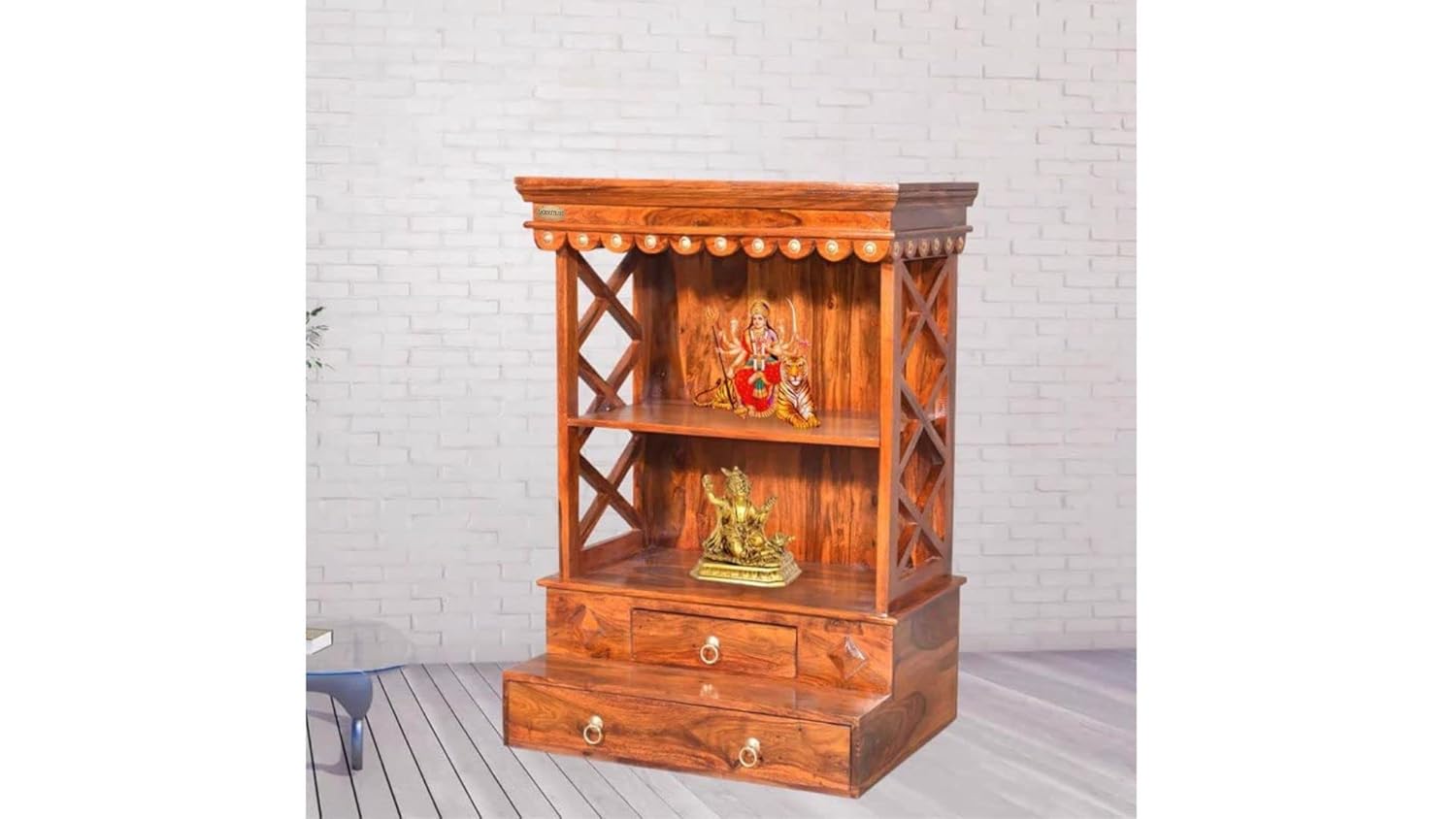 Sheesham Wood Floor Standing Pooja Mandir