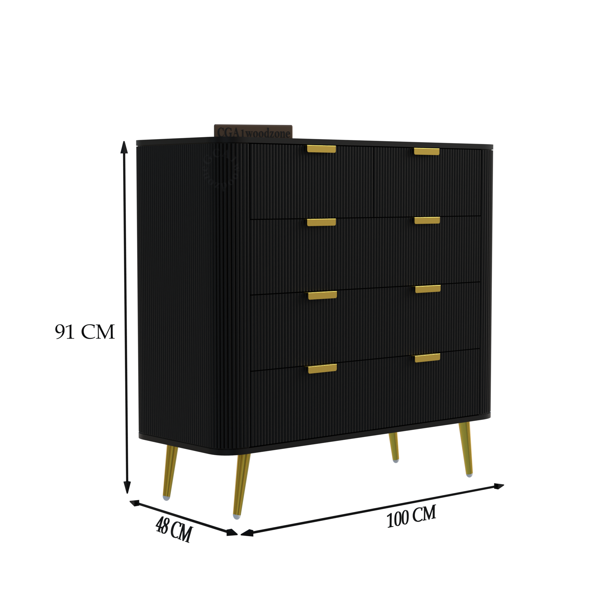 Softloom 5 DRAWER CHESTOR -BLACK Softloom