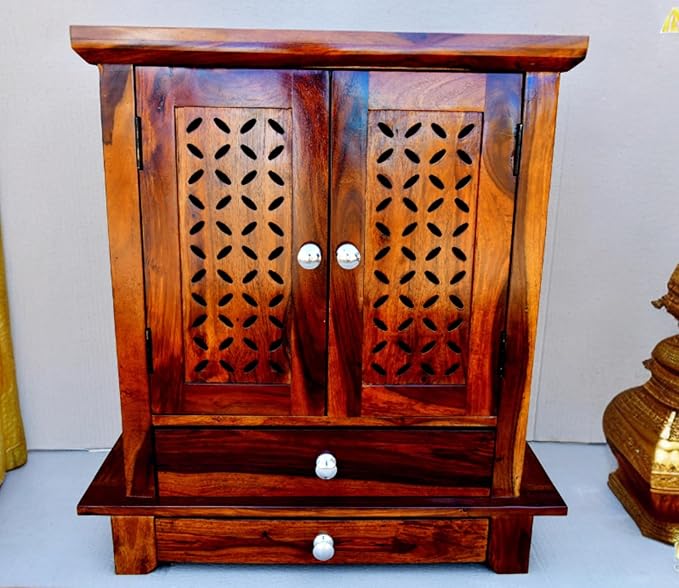 Solid Sheesham Wood Handcrafted Pooja Mandir
