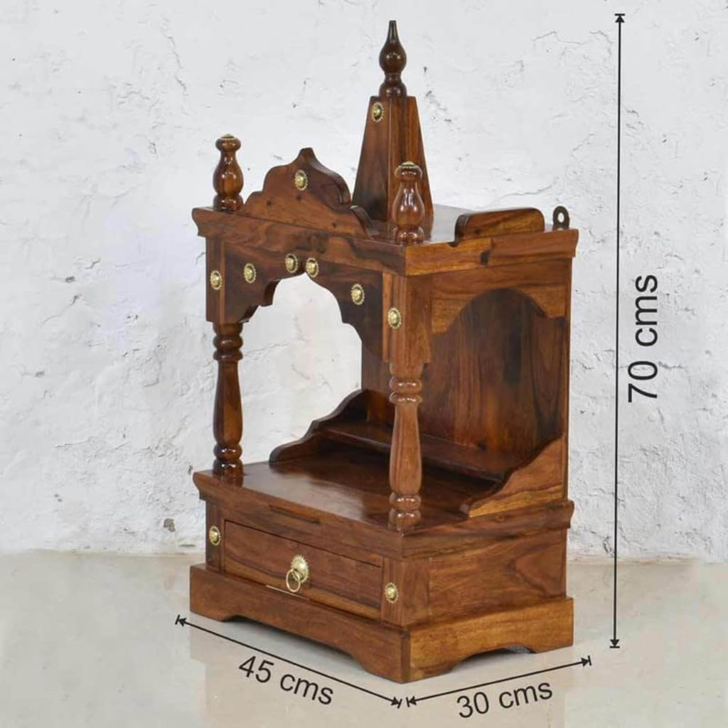 Traditional Sheesham Wood Floor Rested Pooja Mandir
