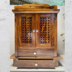 Sheesham Wood Pooja Mandir with Doors & Drawer