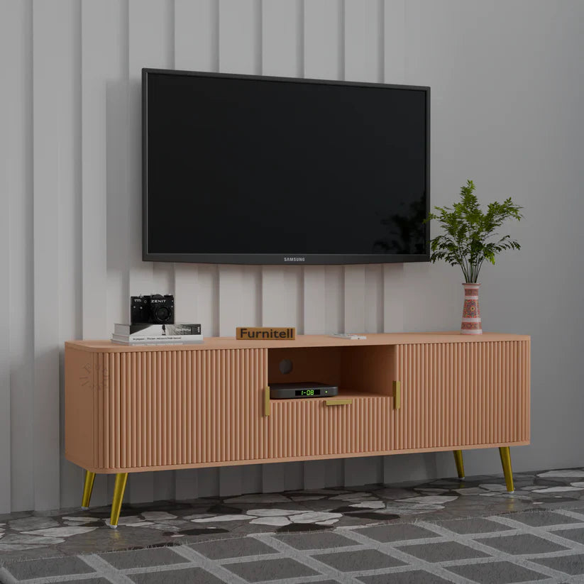 Softloom | Linear Fluted Mid-Century TV Console | 5 Years Warranty Softloom