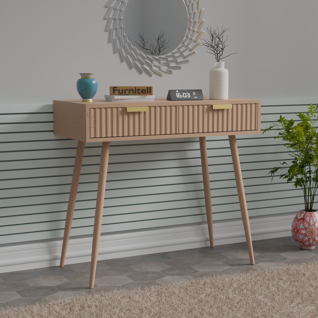 Softloom Modern Fluted Console Table with Drawer | 5 Year Warranty