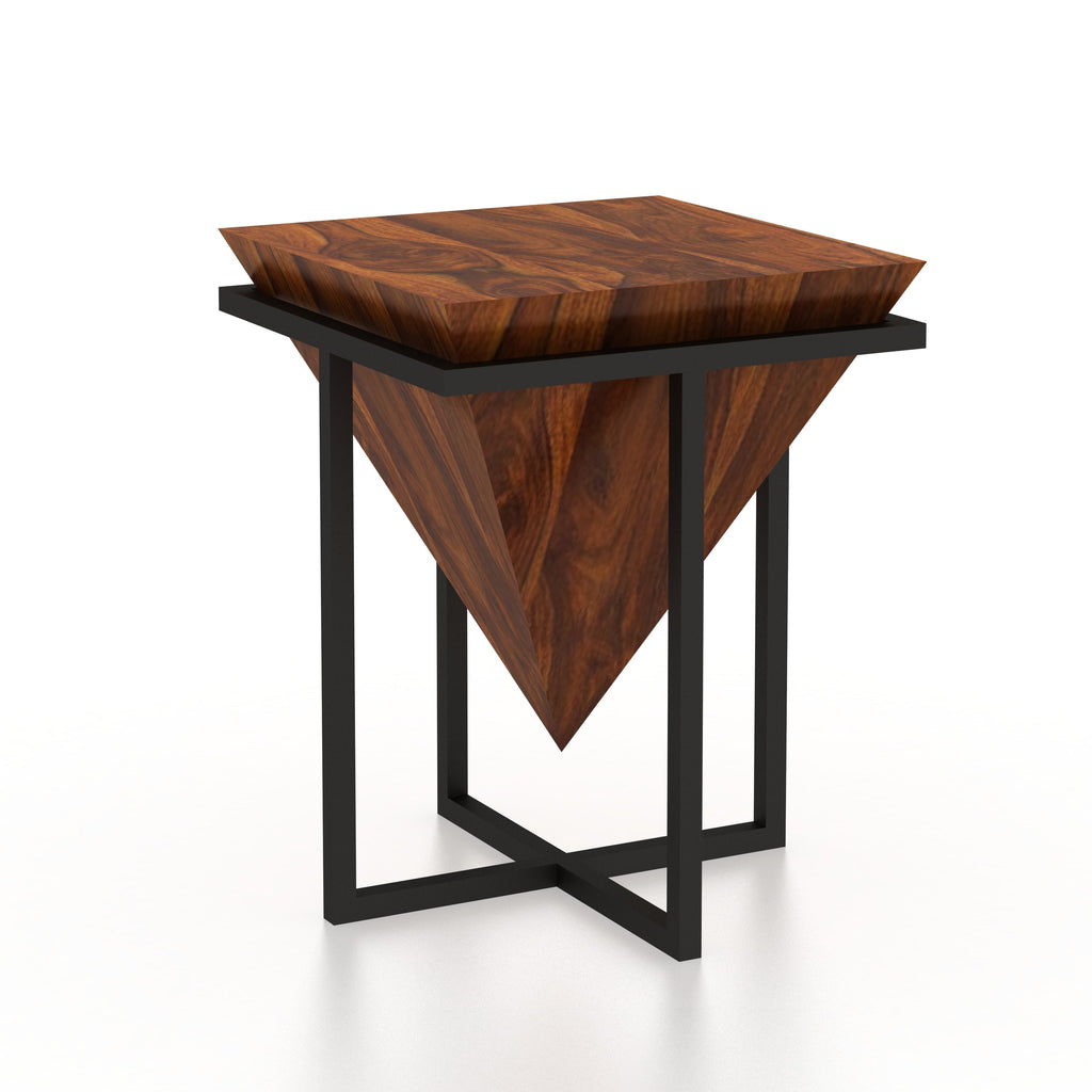AURA Solid Sheesham Wood End Table - 3 Years Warranty