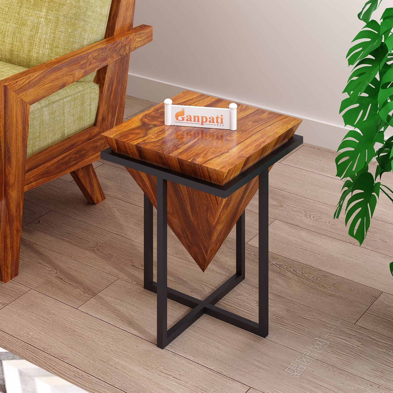 AURA Solid Sheesham Wood End Table - 3 Years Warranty