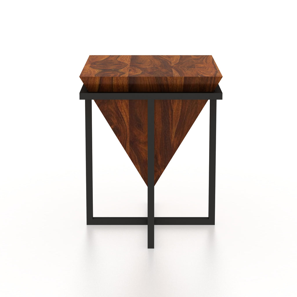 AURA Solid Sheesham Wood End Table - 3 Years Warranty