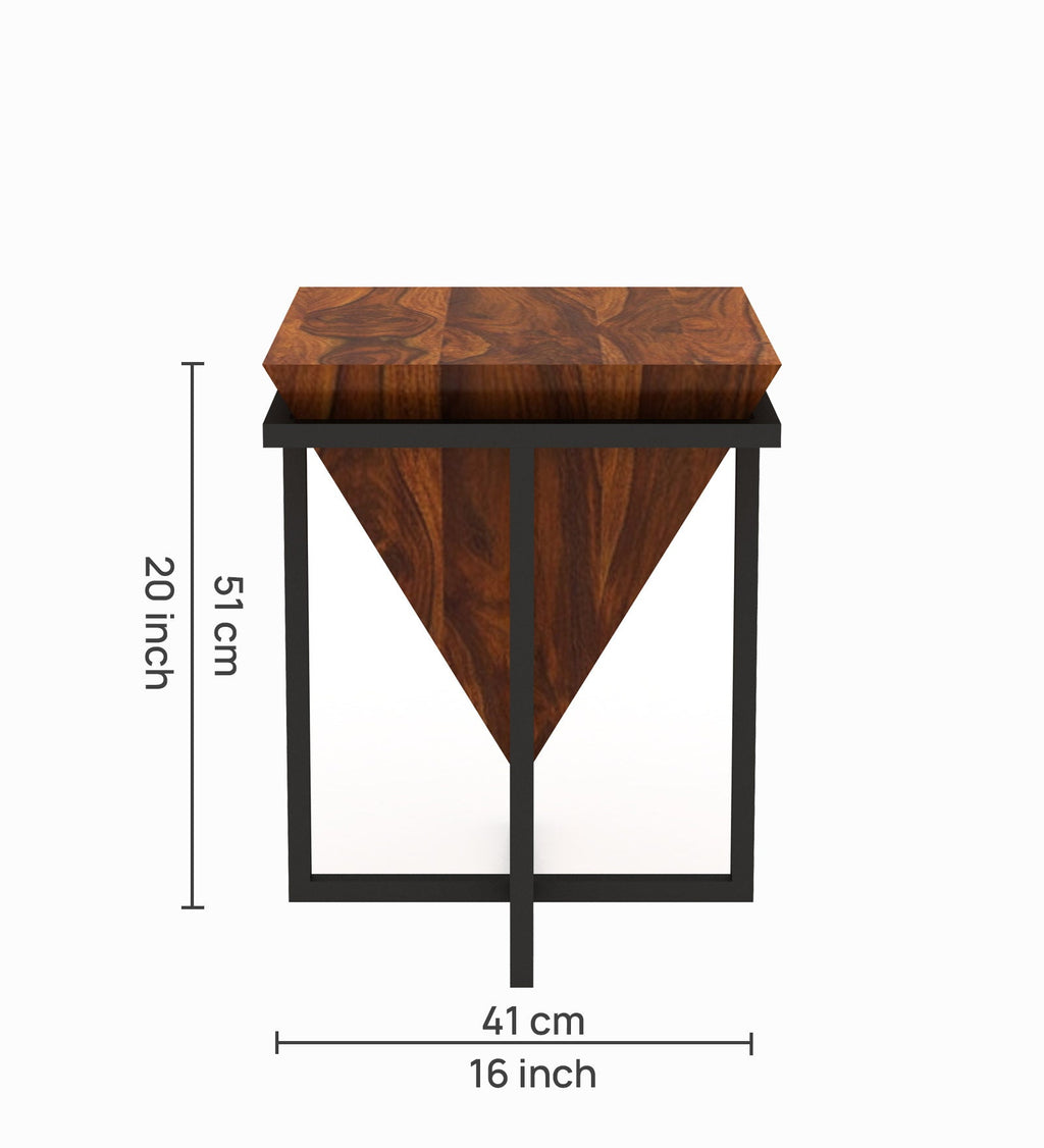 AURA Solid Sheesham Wood End Table - 3 Years Warranty