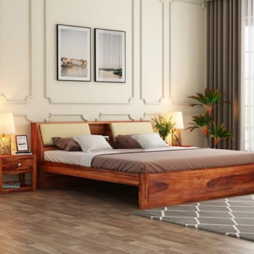 Modern Sheesham Wood King size Bed - 3 Years Warranty