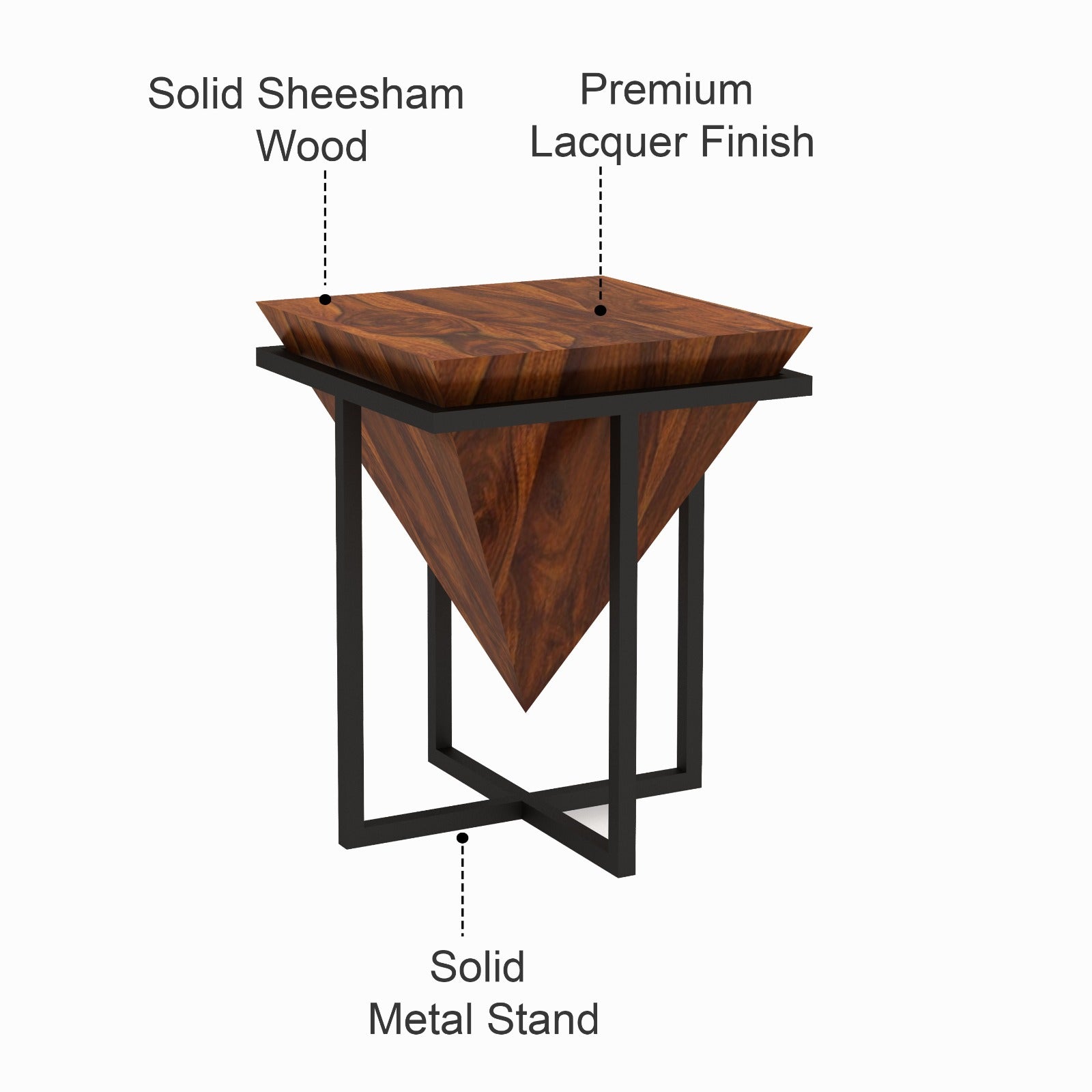 AURA Solid Sheesham Wood End Table - 3 Years Warranty