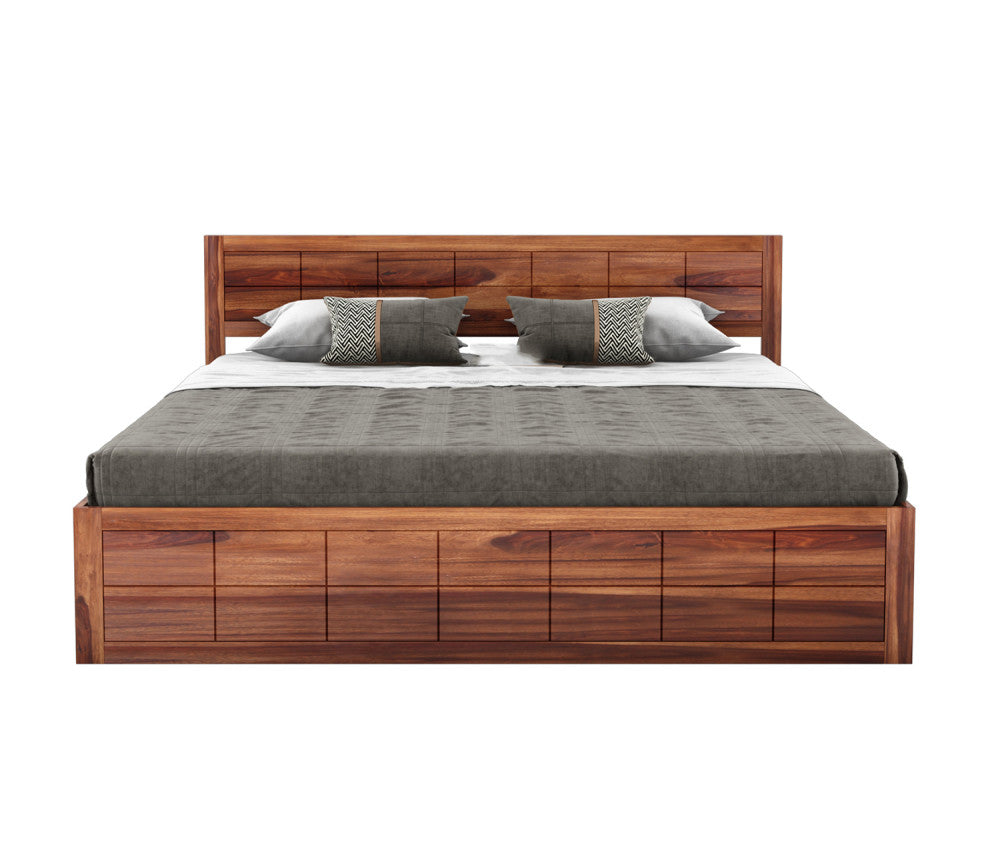Solid Sheesham Wood King Size Bed with Box Storage - 3 Years Warranty