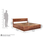 Solid Sheesham Wood King Size Bed with Box Storage - 3 Years Warranty