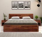 Solid Sheesham Wood King Size Bed with Box Storage - 3 Years Warranty