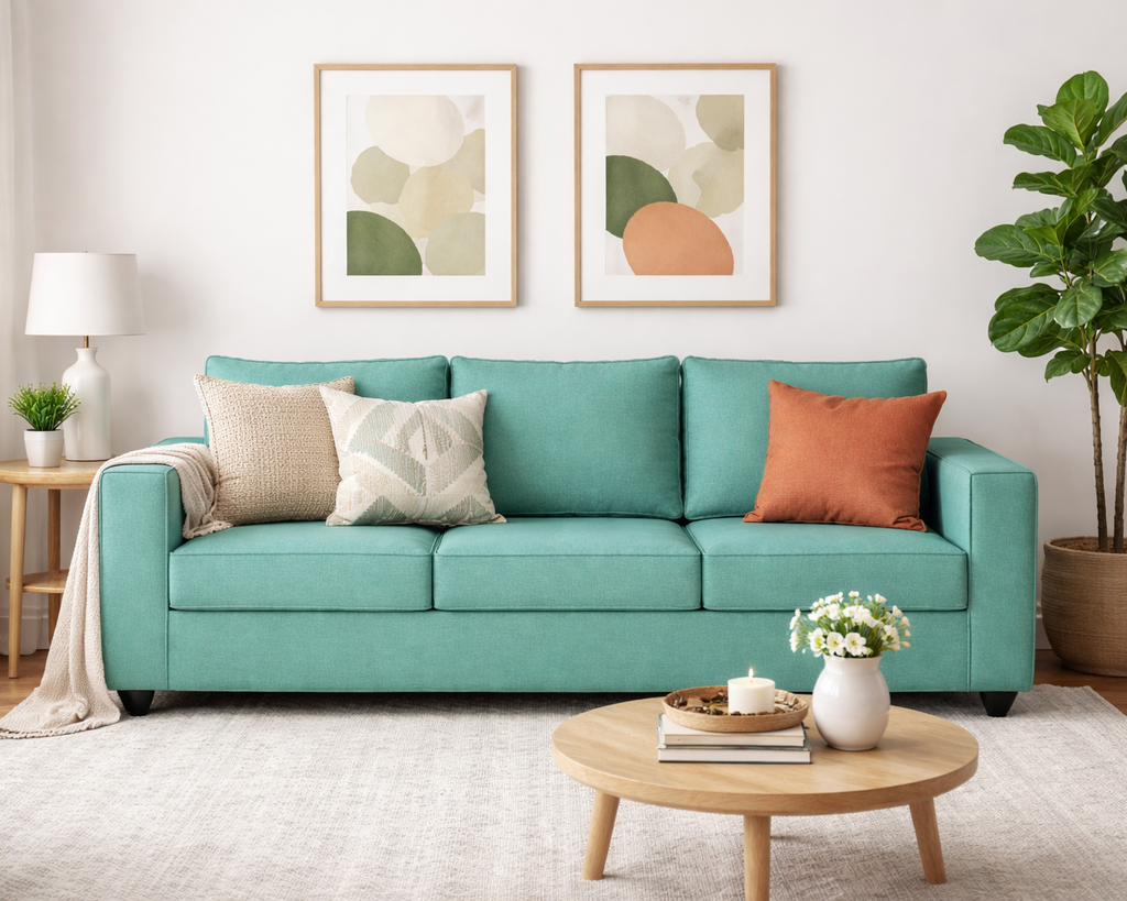 GOA Three Seater Upholstered Sofa Velvet - 3 Years Warranty